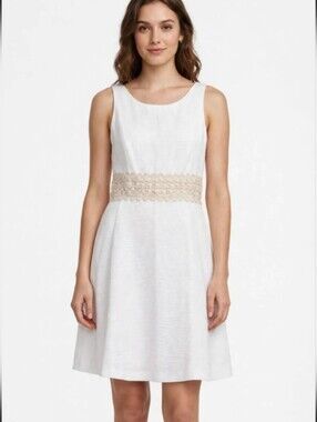 NWT Donna Morgan Women's White Lace Dress Sleeveless Back Zip Dress Size 14